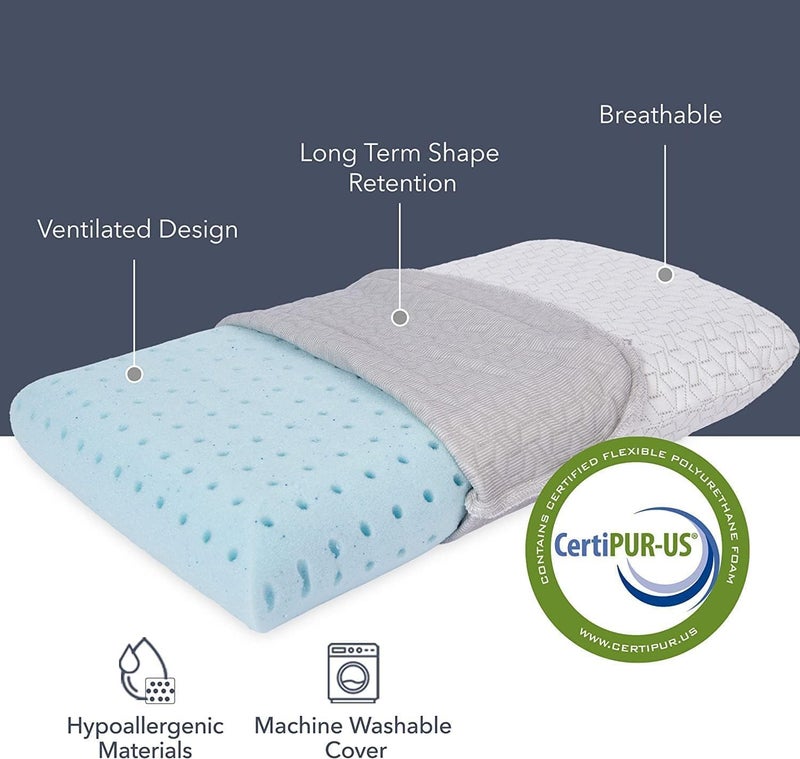 Vaverto Gray Travel and Camping Pillow - Compressible Medium Firm Memory Foam, Viscose Made from Bamboo Cover, Machine Washable, Ideal for Backpacking, Airplane, Car Travel - Image 2
